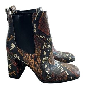 CIRCUS By Sam Edelman Womens Brown Snake Print Polly Toe Flare Booties Size 8